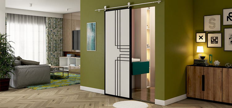 sliding bathroom door installation in Lamont